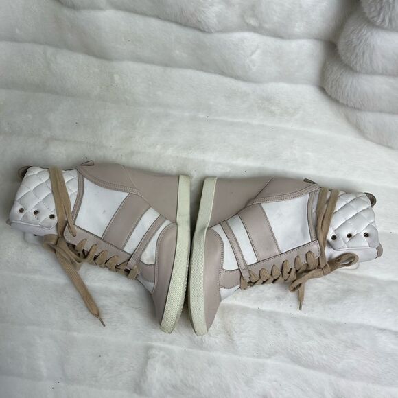 Chloe high top wedge sneakers in white suede and tan leather trim size E… - Picture 12 of 16